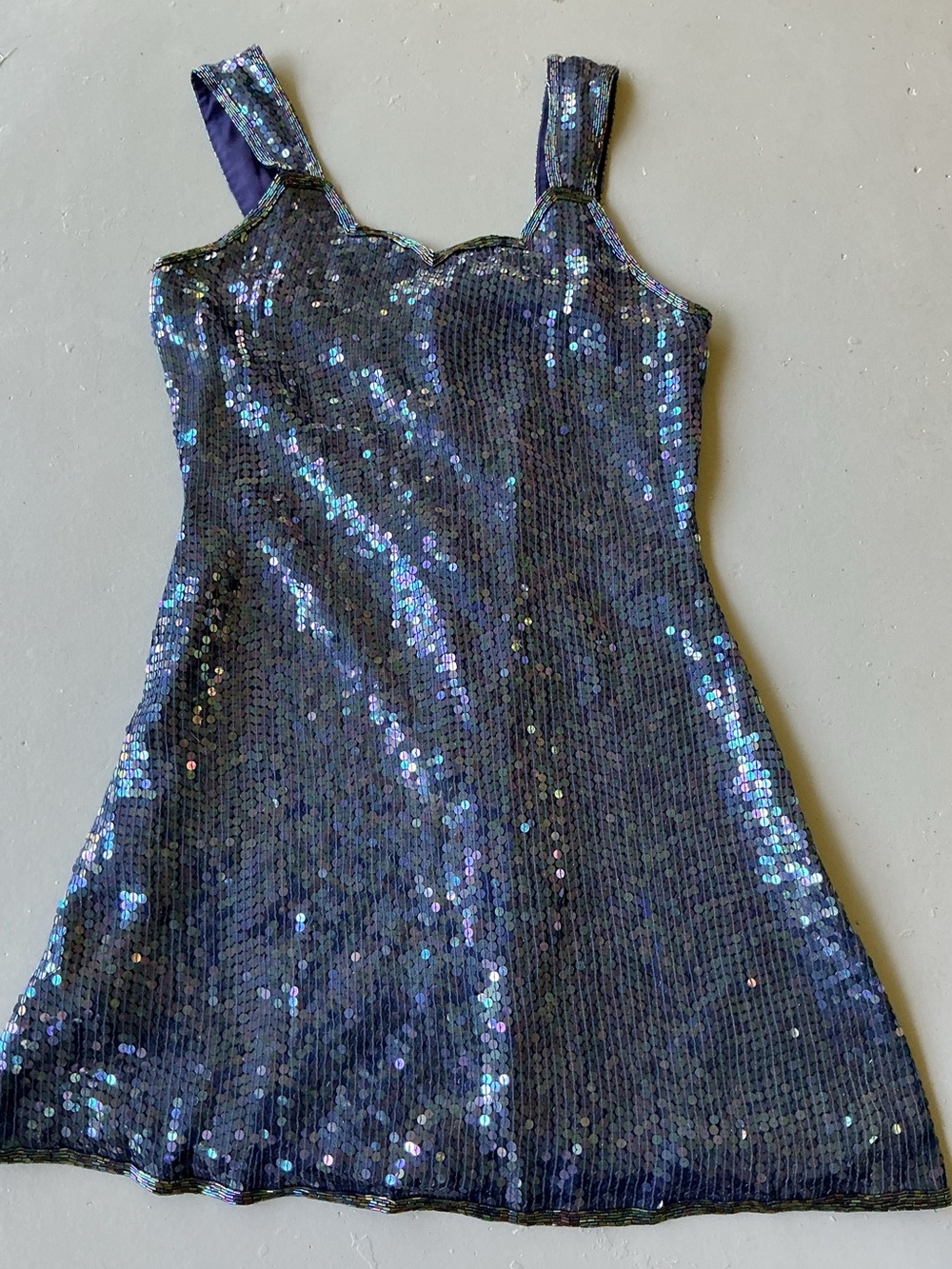 Vintage Expressions Silk Blue Sequin Mini Dress